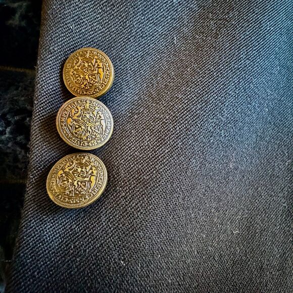 Oscar de la Renta Men’s Black Wool Blazer – 46L – Vintage Double Breasted - Picture 11 of 12